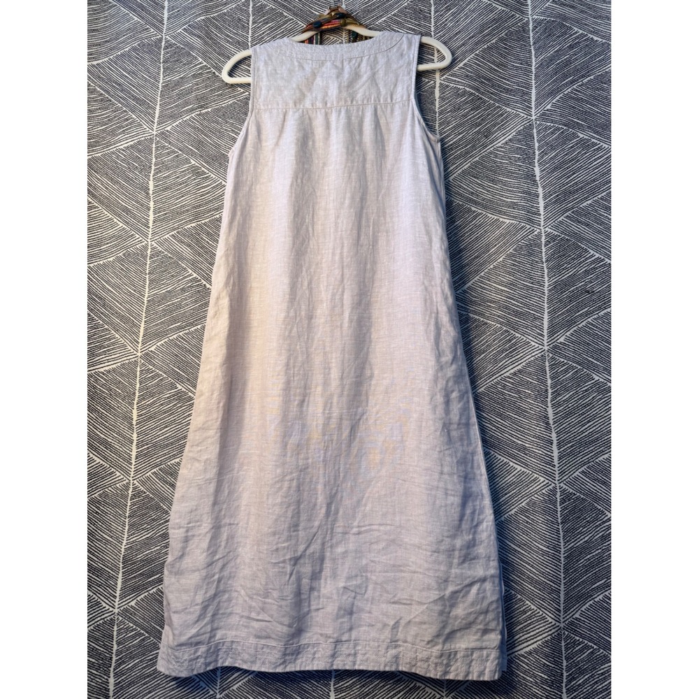 Tahari Womens 100% Linen V-Neck Sleeveless Midi Shift Dress Grey SzS‎ - Picture 4 of 7